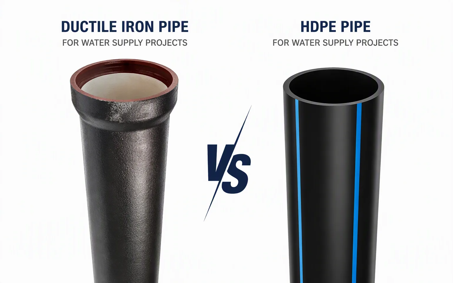 ductile iron pipe vs HDPE pipe for water supply projects
